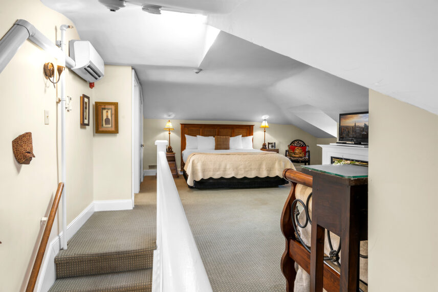 The stairs leading up to the Safari Loft at The Charles Hotel in Niagara-on-the-Lake.