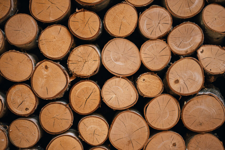Stacked wood logs in the Onigahara Room at The Charles Hotel in Niagara-on-the-Lake.