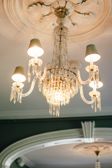 A crystal chandelier at The Charles Hotel in Niagara-on-the-Lake.