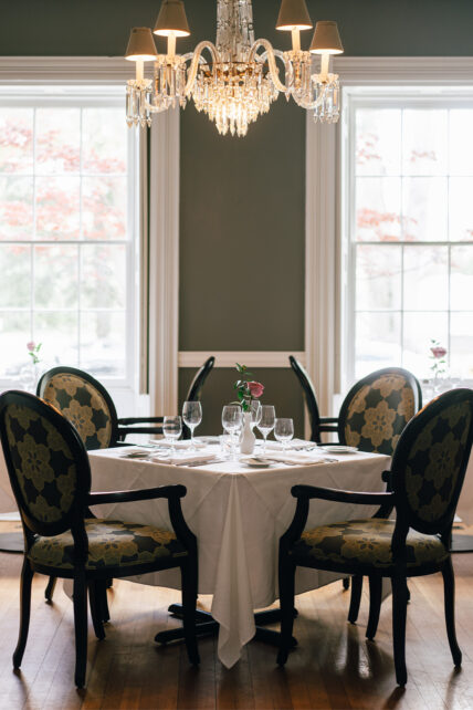 A dining room table at The Charles Hotel in Niagara-on-the-Lake.