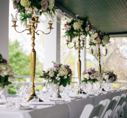 A wedding table setting at the Charles Hotel