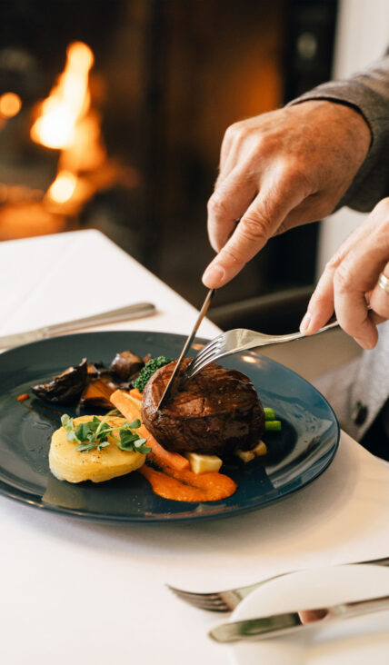A steak filet being cut at The Charles Hotel in Niagara-on-the-Lake.
