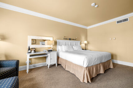 A TV area in a superior room at Harbour House Hotel in Niagara-on-the-Lake.