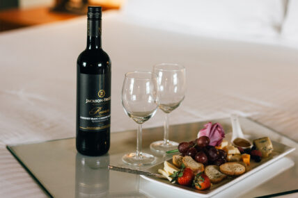 Wine and appetizers as part of the Niagara's finest romance package.