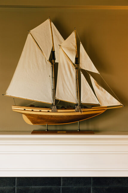 A model sailboat at Harbour House Hotel in Niagara-on-the-Lake.
