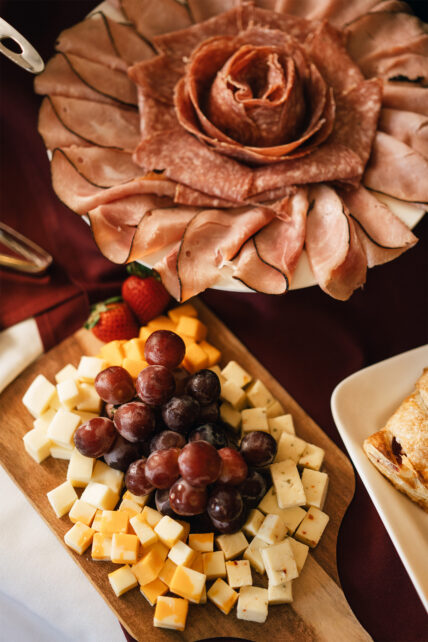 A platter with meat, cheese, and grapes at Harbour House Hotel in Niagara-on-the-Lake.