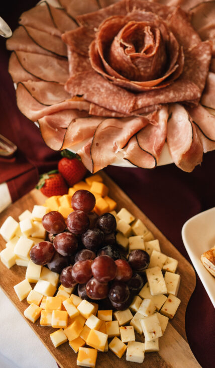 A platter with meat, cheese, and grapes at Harbour House Hotel in Niagara-on-the-Lake.