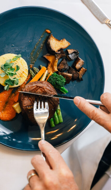 Steak Filet with vegetables and mushrooms at Niagara's Finest Hotels in Niagara-on-the-Lake.