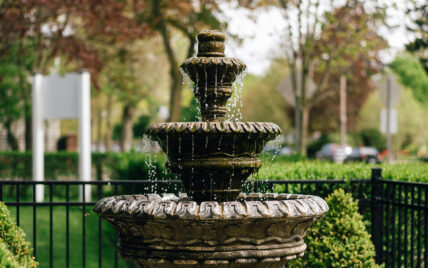 A carved stone fountain at one of Niagara's Finest Hotels.