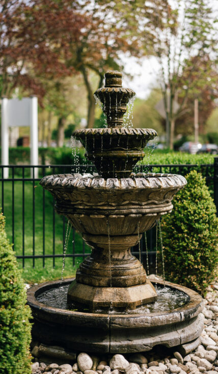 A carved stone fountain at one of Niagara's Finest Hotels.