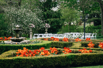 A view of the gardens beside an outdoors wedding venue at the Charles Hotel in Niagara-on-the-Lake.