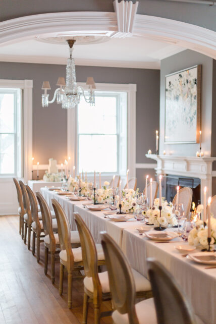 A table set for a micro wedding at the Charles Hotel in Niagara on the Lake