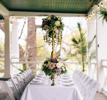 A table set for a small wedding outside at the Charles Hotel in Niagara-on-the-Lake