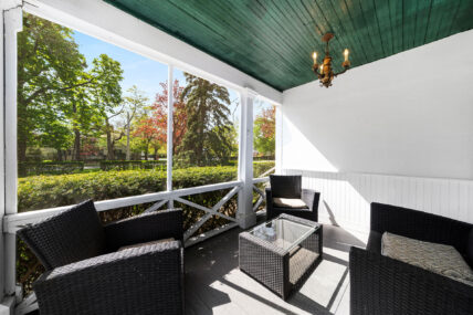 A porch space at The Charles Hotel in Niagara-on-the-Lake.