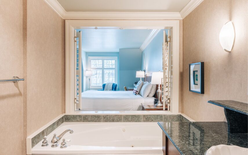 A premium room bathroom at Harbour House Hotel in Niagara-on-the-Lake.