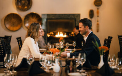 A couple at a dining table at the Shaw Club in Niagara-on-the-Lake.