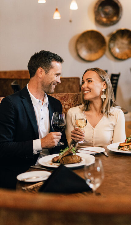 A couple dining at Zees Grill at The Shaw Club hotel in Niagara on the Lake