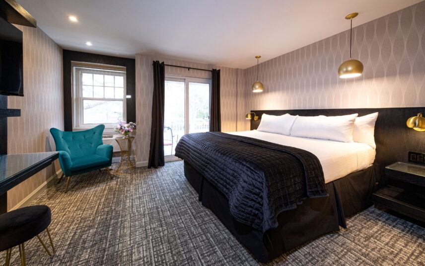 A superior king room with a balcony at the Shaw Club in Niagara-on-the-Lake.