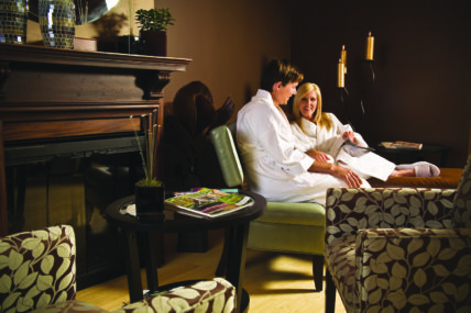 A couple relaxing at Secret Garden Spa in the winter