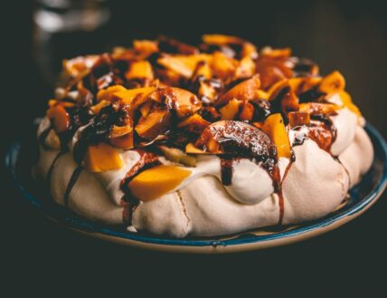 Zees Grill’s gluten-free Chocolate Pavlova with fresh fruits in Niagara-on-the-Lake.