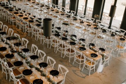Wedding reception set up in the tasting room at Queenston Mile Vineyard
