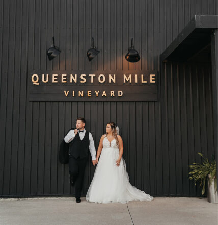 A couple after their winery wedding at Queenston Mile Vineyard