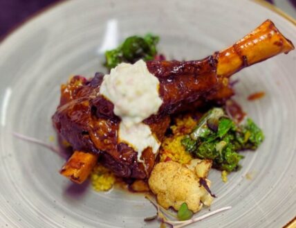 HobNob Restaurant’s braised lamb shank with cous cous and vegetables in Niagara-on-the-Lake.