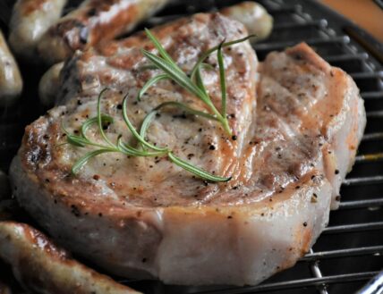 Sweet and spicy grilled pork chops with nectarine salsa in Niagara-on-the-Lake.