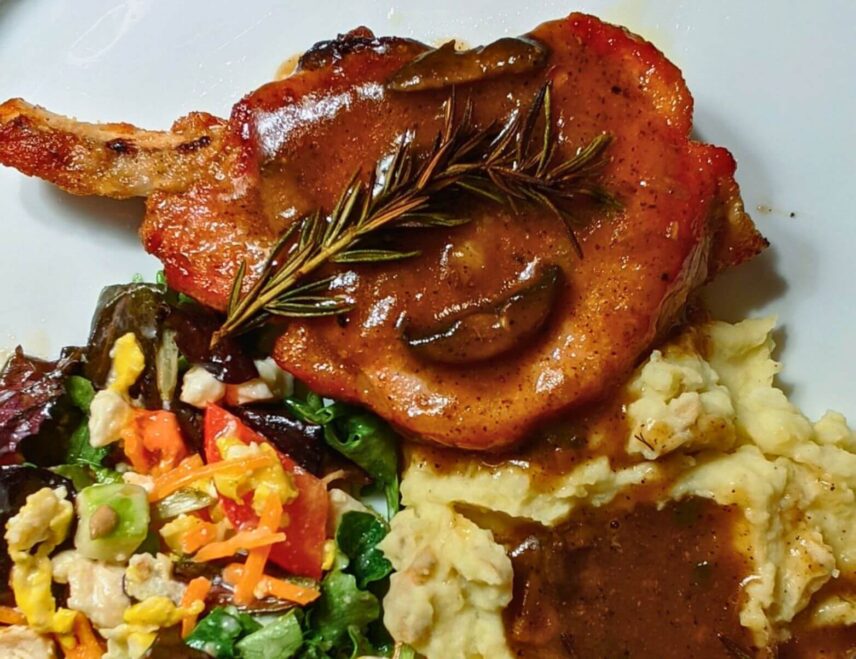 Maple Pecan Pork Chops with Apple Cranberry Relish