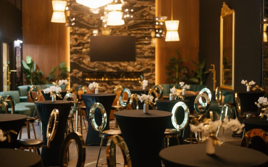 Elegant cocktail wedding reception at Amo Estate Winery in Niagara on the Lake