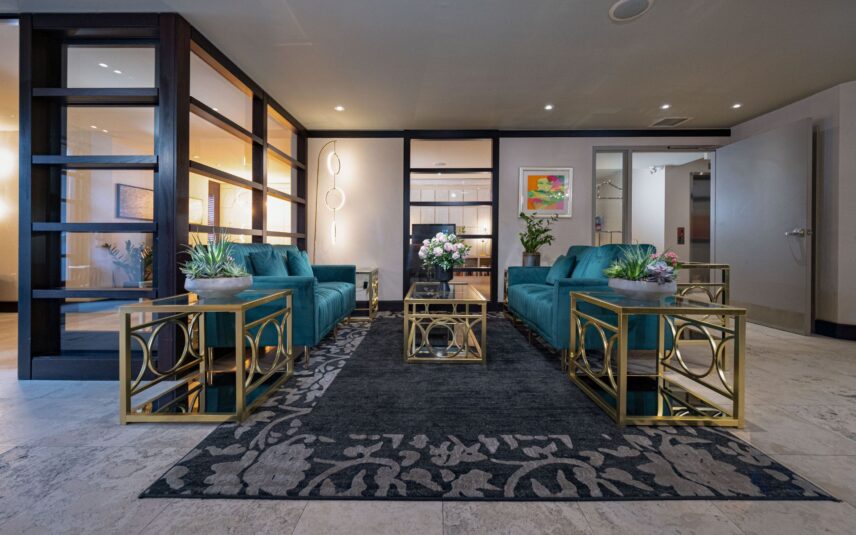 The lobby at Shaw Club Hotel in Old Town Niagara on the Lake