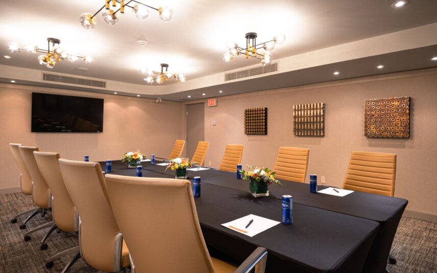 Boardroom view in the meeting room of the Shaw Club Hotel in Niagara-on-the-Lake.