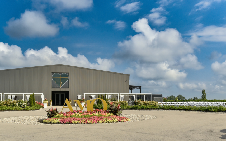 Outdoor winery wedding ceremony site at Amo Estate Winery in Niagara on the Lake
